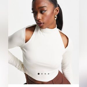 NA-KD X Sofia Coelho cut out detail top in off white